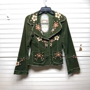Joystick by Johnny Was Embroidered Lined Corduroy Blazer/Jacket Size S